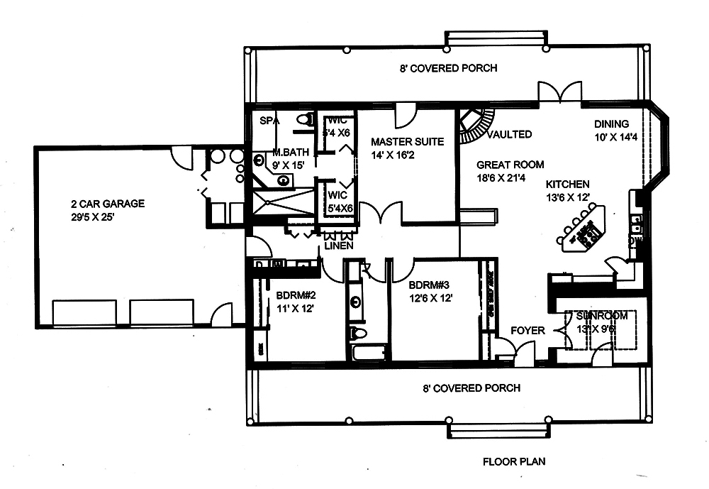 Floor Plan First Story of Craftsman Plan #132-1584
