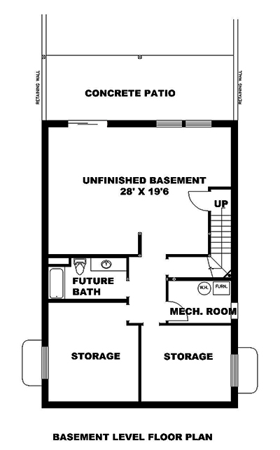 Floor Plan Basement of Cottage Plan #132-1585