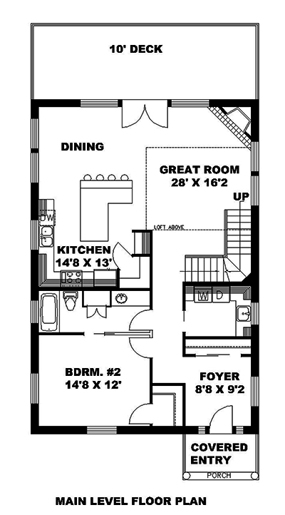 Floor Plan First Story of Cottage Plan #132-1585
