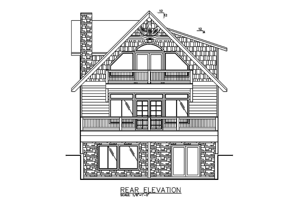 Home Plan Rear Elevation of this 2-Bedroom,2466 Sq Ft Plan -132-1585