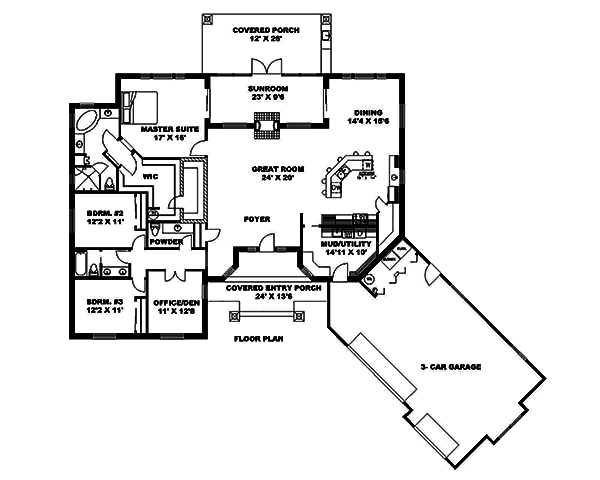 Floor Plan First Story of Craftsman Plan #132-1586