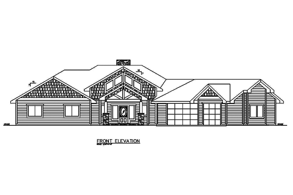 Home Plan Front Elevation of this 3-Bedroom,2983 Sq Ft Plan -132-1586