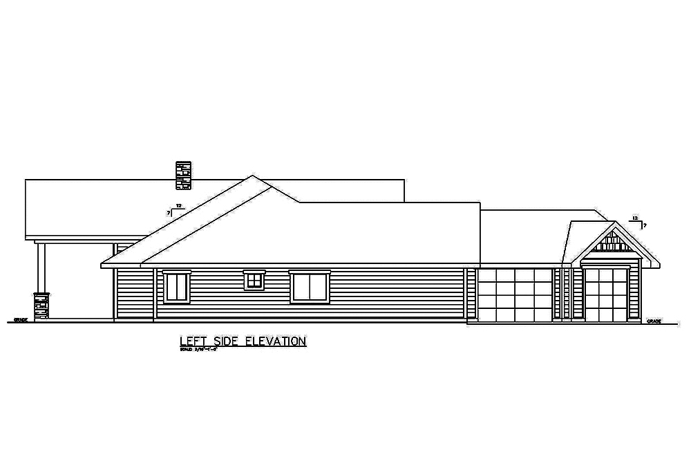 Home Plan Left Elevation of this 3-Bedroom,2983 Sq Ft Plan -132-1586