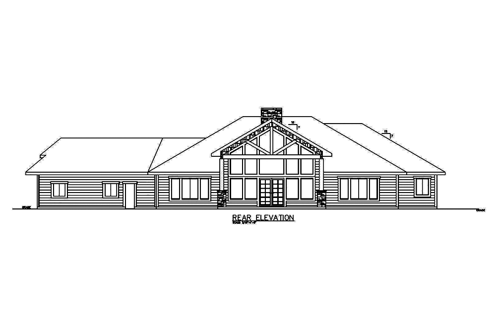 Home Plan Rear Elevation of this 3-Bedroom,2983 Sq Ft Plan -132-1586