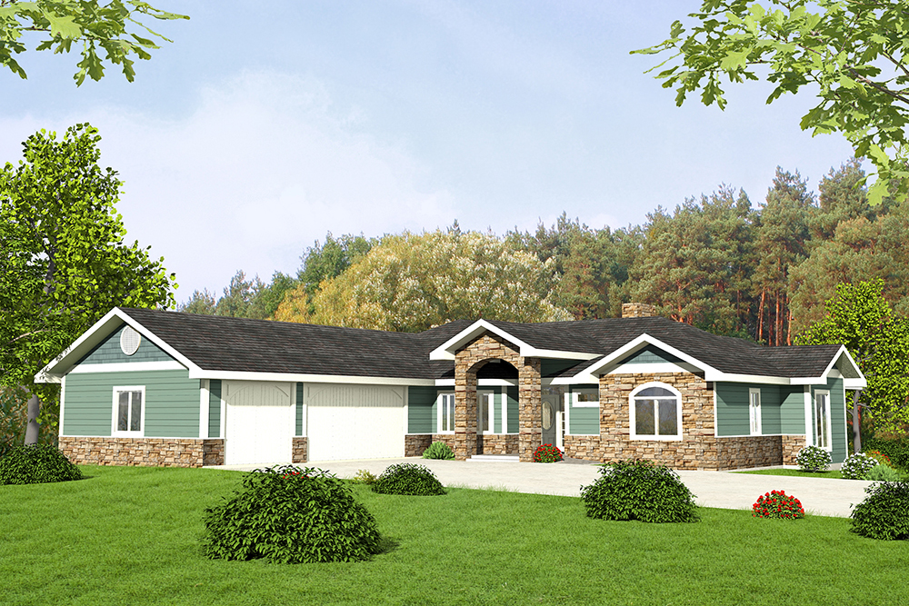 Front Elevation of this Craftsman House (#132-1587) at The Plan Collection.