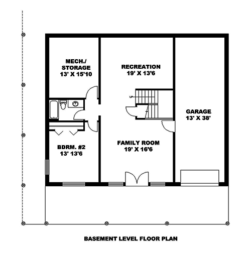 Floor Plan Basement of Farmhouse Plan #132-1588