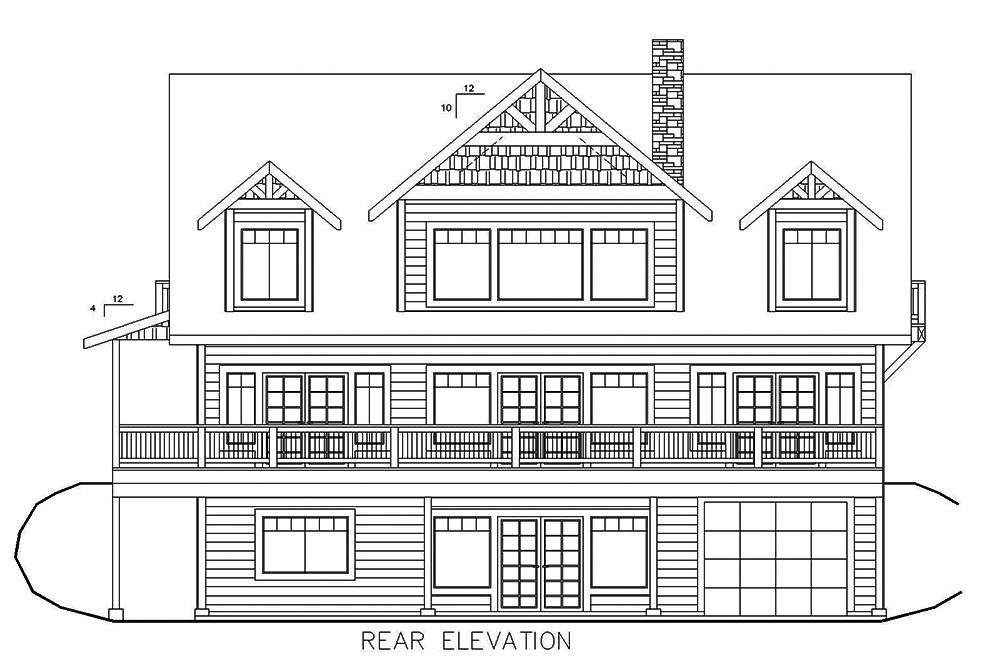 Home Plan Rear Elevation of this 4-Bedroom,4667 Sq Ft Plan -132-1588