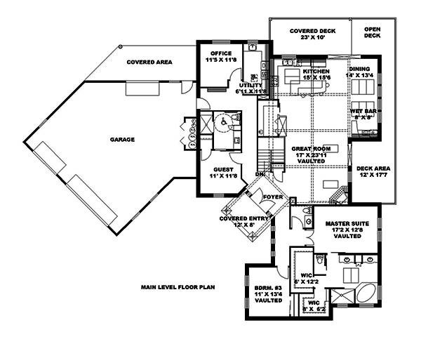 Floor Plan First Story of Modern Plan #132-1589