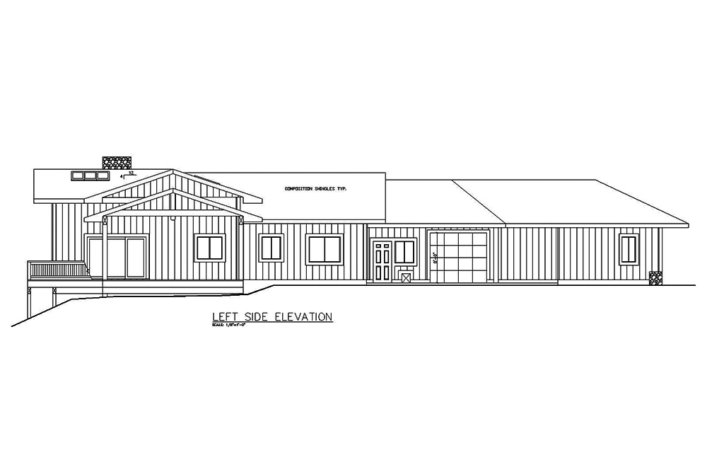 Home Plan Left Elevation of this 5-Bedroom,2943 Sq Ft Plan -132-1589