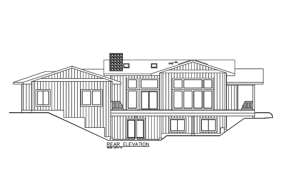 Home Plan Rear Elevation of this 5-Bedroom,2943 Sq Ft Plan -132-1589