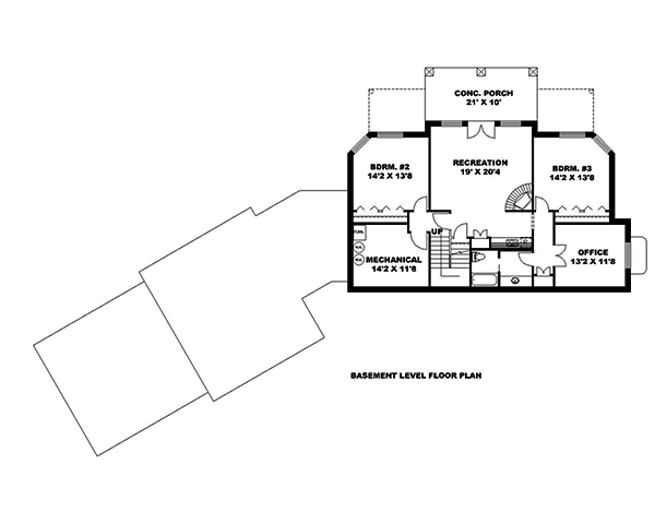 Floor Plan Basement of Craftsman Plan #132-1590