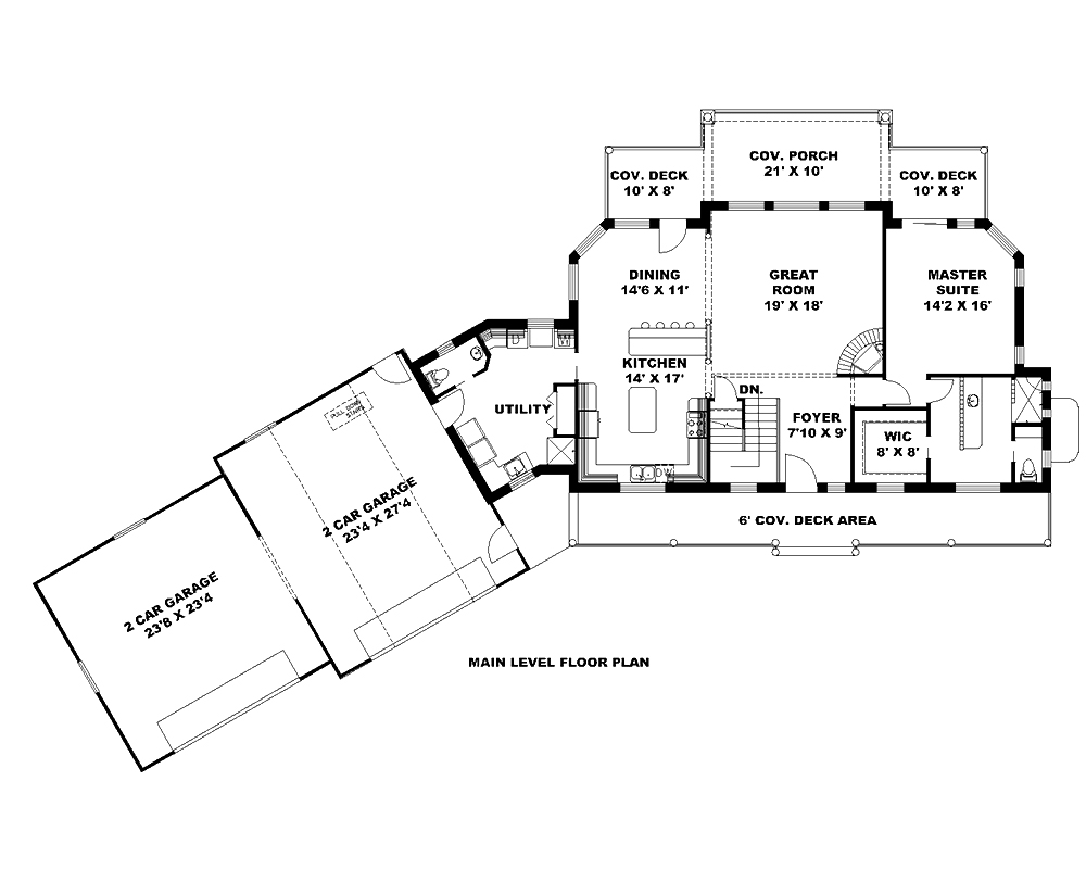 Floor Plan First Story of Craftsman Plan #132-1590