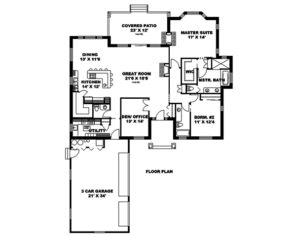 Floor Plan First Story of Ranch Plan #132-1591