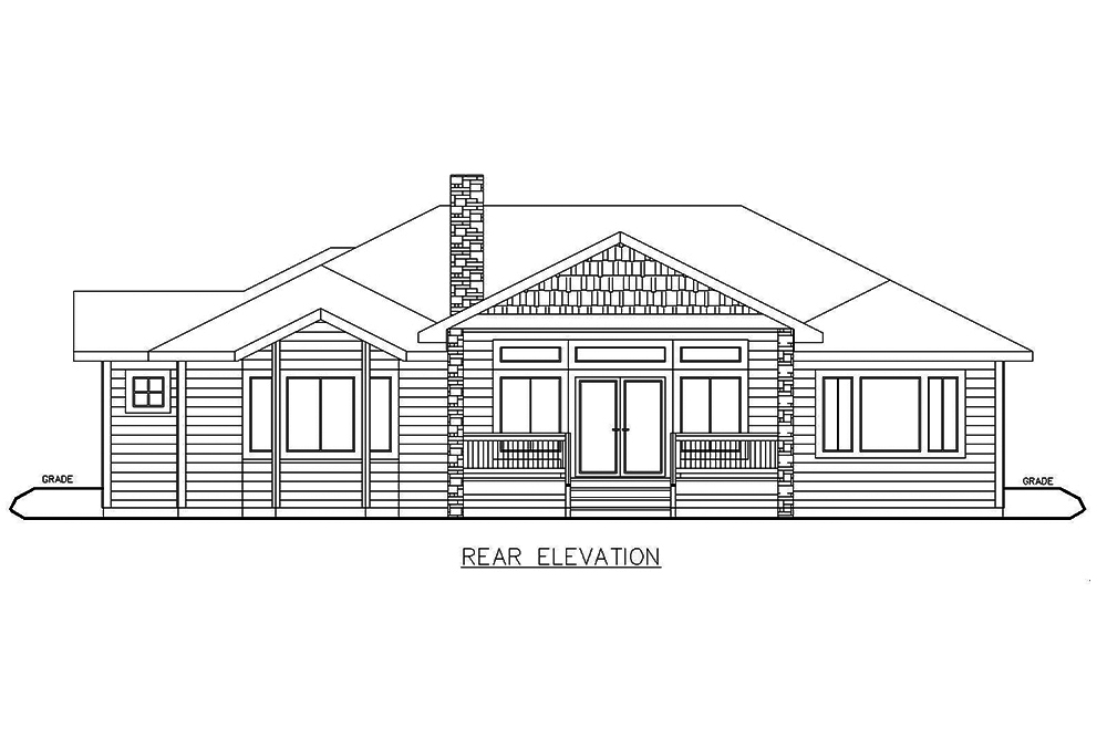 Home Plan Rear Elevation of this 2-Bedroom,2176 Sq Ft Plan -132-1591