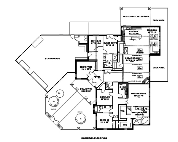 Floor Plan First Story of Contemporary Plan #132-1592