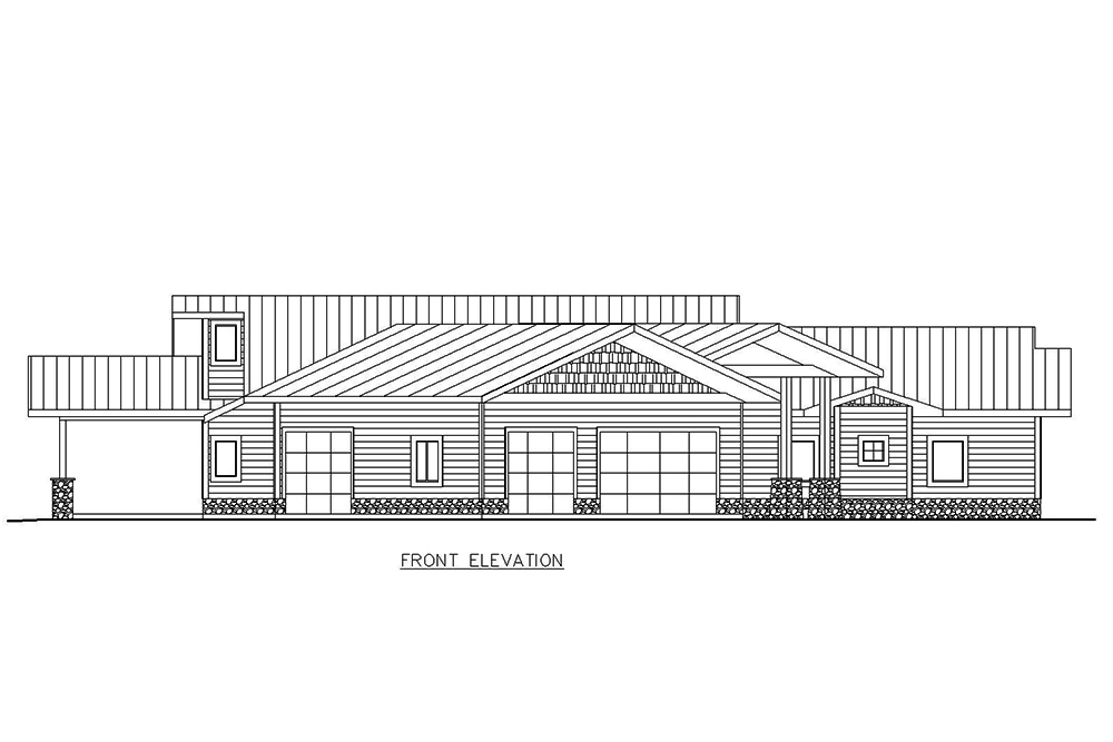 Home Plan Front Elevation of this 6-Bedroom,3836 Sq Ft Plan -132-1592