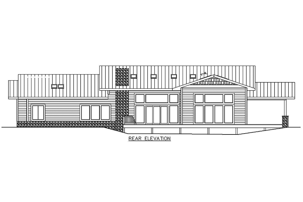 Home Plan Rear Elevation of this 6-Bedroom,3836 Sq Ft Plan -132-1592