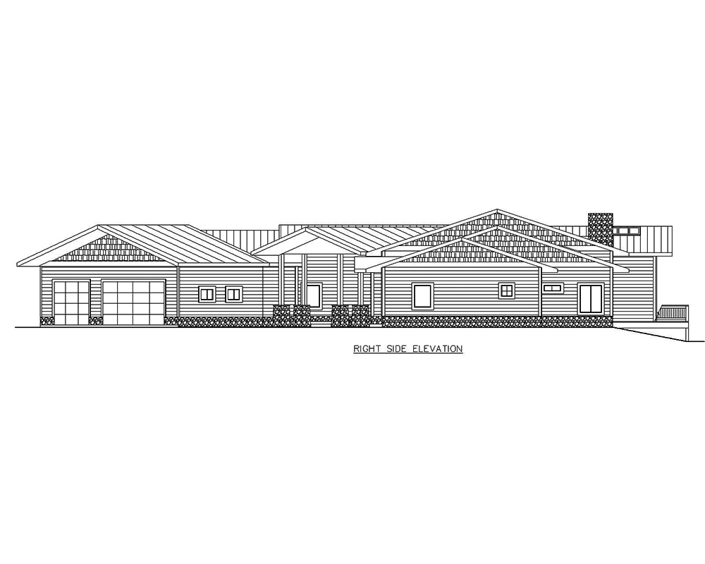 Home Plan Right Elevation of this 6-Bedroom,3836 Sq Ft Plan -132-1592