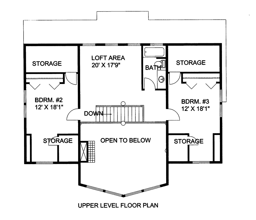 Floor Plan Second Story of Contemporary Plan #132-1594
