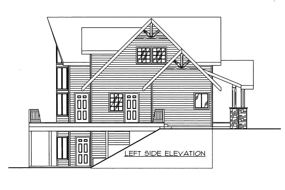 Home Plan Left Elevation of this 3-Bedroom,2281 Sq Ft Plan -132-1594