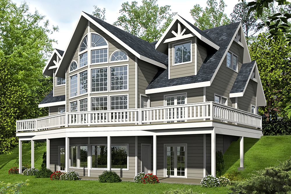Front Elevation of this Contemporary House (#132-1594) at The Plan Collection.