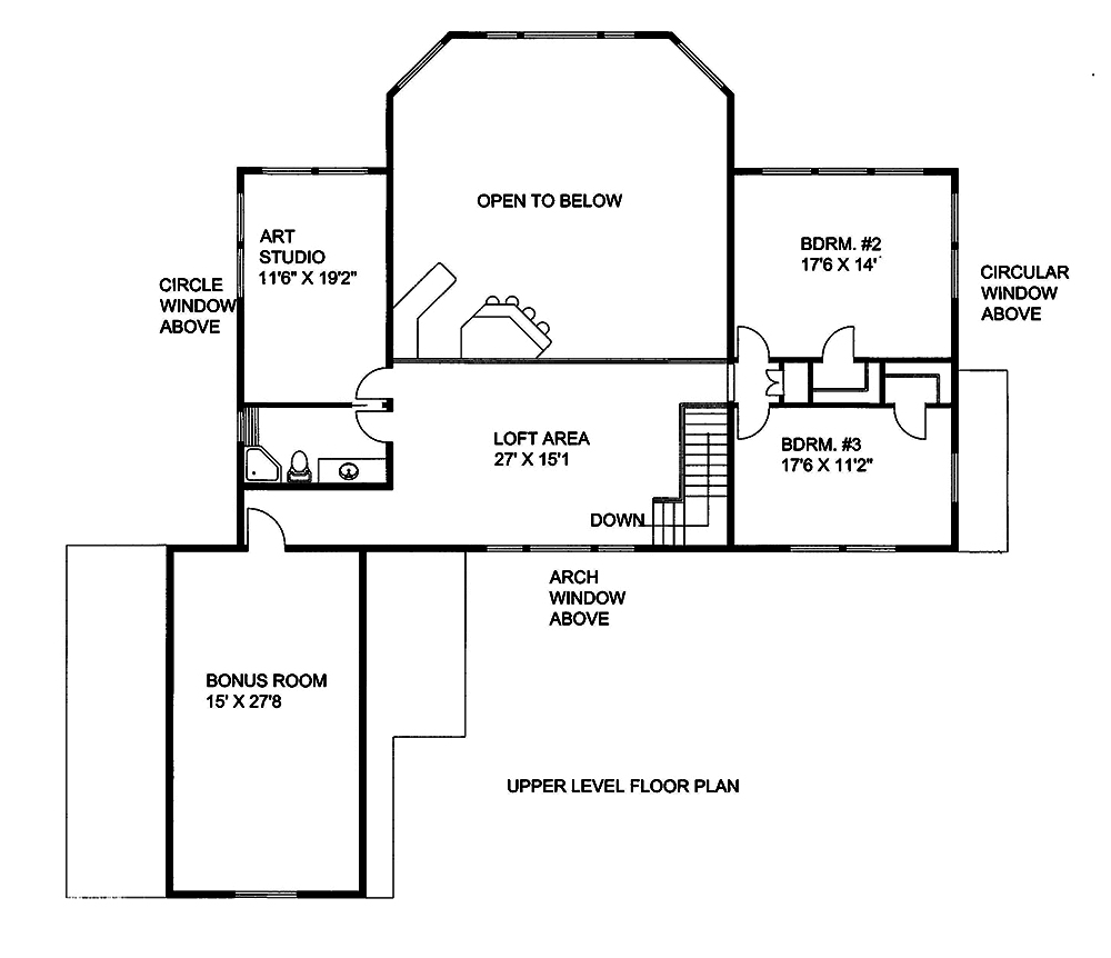 Floor Plan Second Story of Contemporary Plan #132-1595