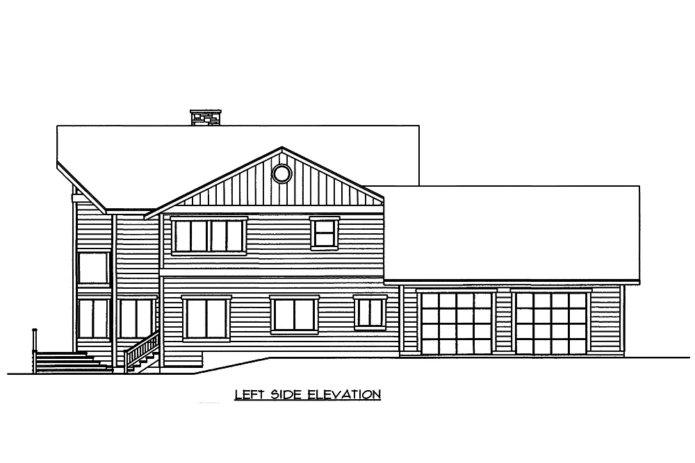 Home Plan Left Elevation of this 3-Bedroom,3522 Sq Ft Plan -132-1595