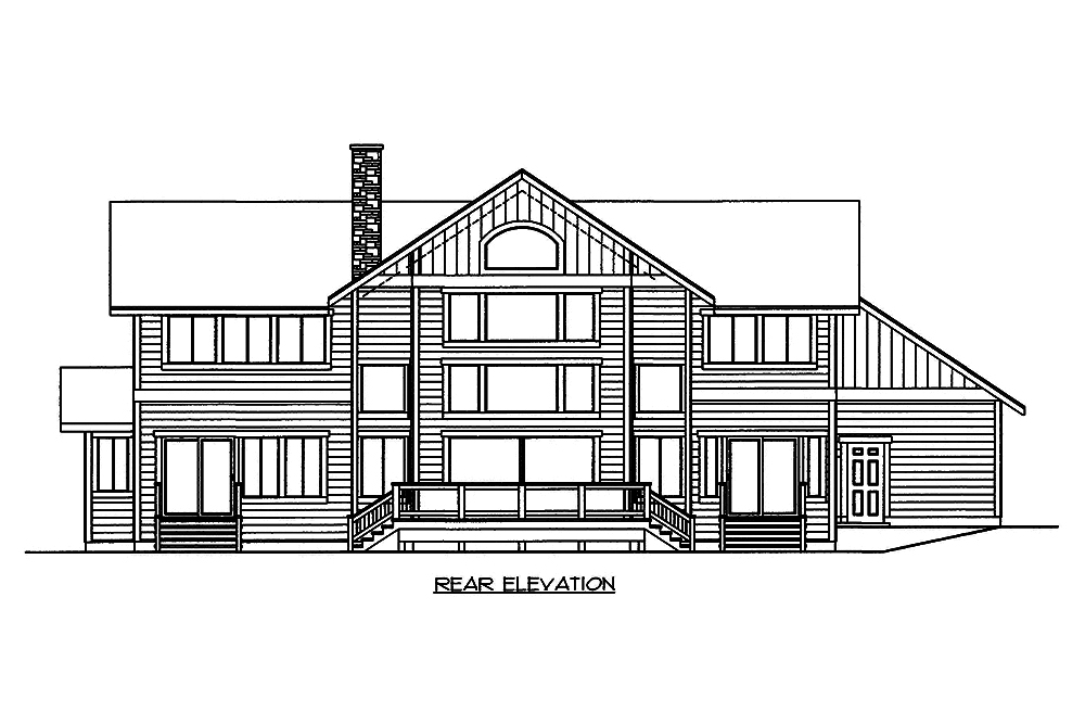 Home Plan Rear Elevation of this 3-Bedroom,3522 Sq Ft Plan -132-1595