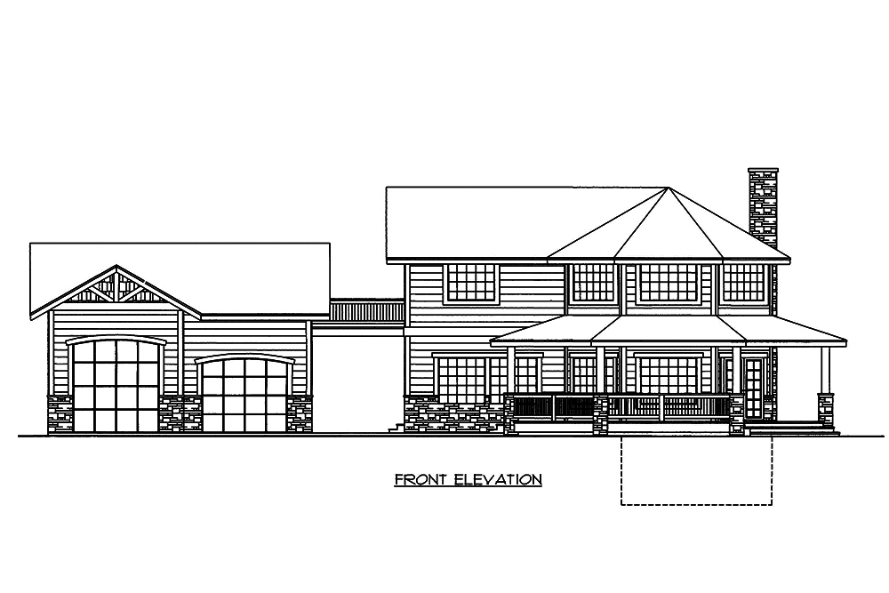 Home Plan Front Elevation of this 2-Bedroom,1968 Sq Ft Plan -132-1596