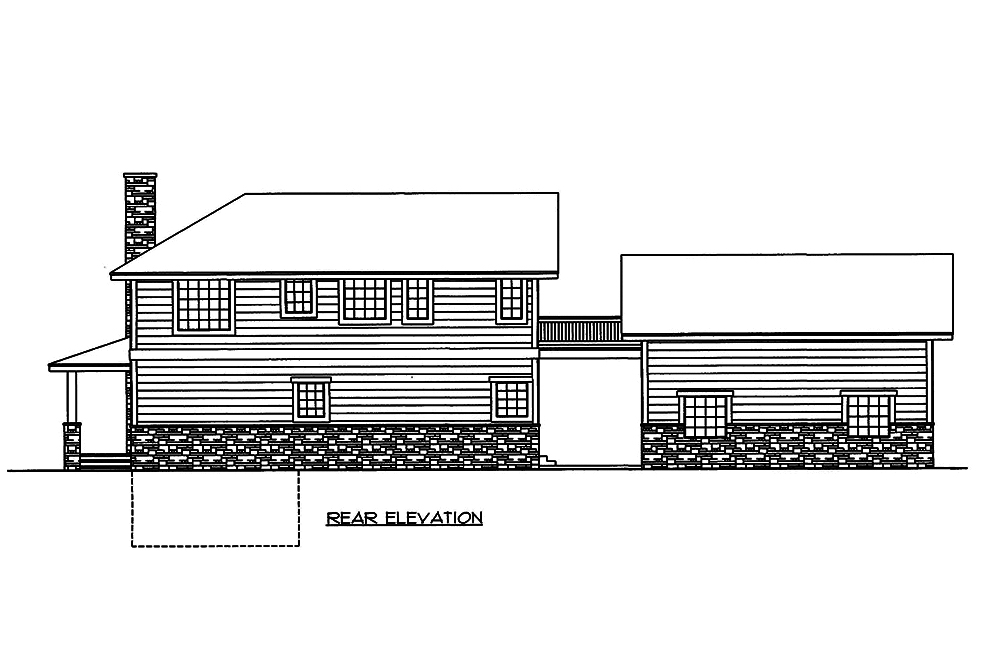 Home Plan Rear Elevation of this 2-Bedroom,1968 Sq Ft Plan -132-1596