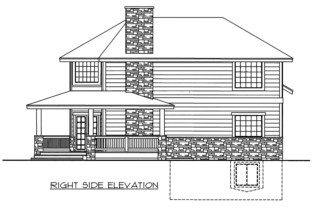 Home Plan Right Elevation of this 2-Bedroom,1968 Sq Ft Plan -132-1596