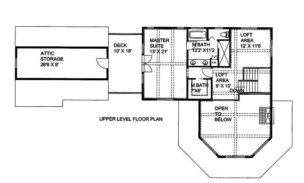 Floor Plan Second Story of Contemporary Plan #132-1596
