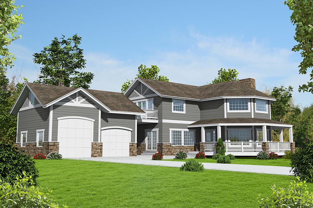 Front Elevation of this Contemporary House (#132-1596) at The Plan Collection.