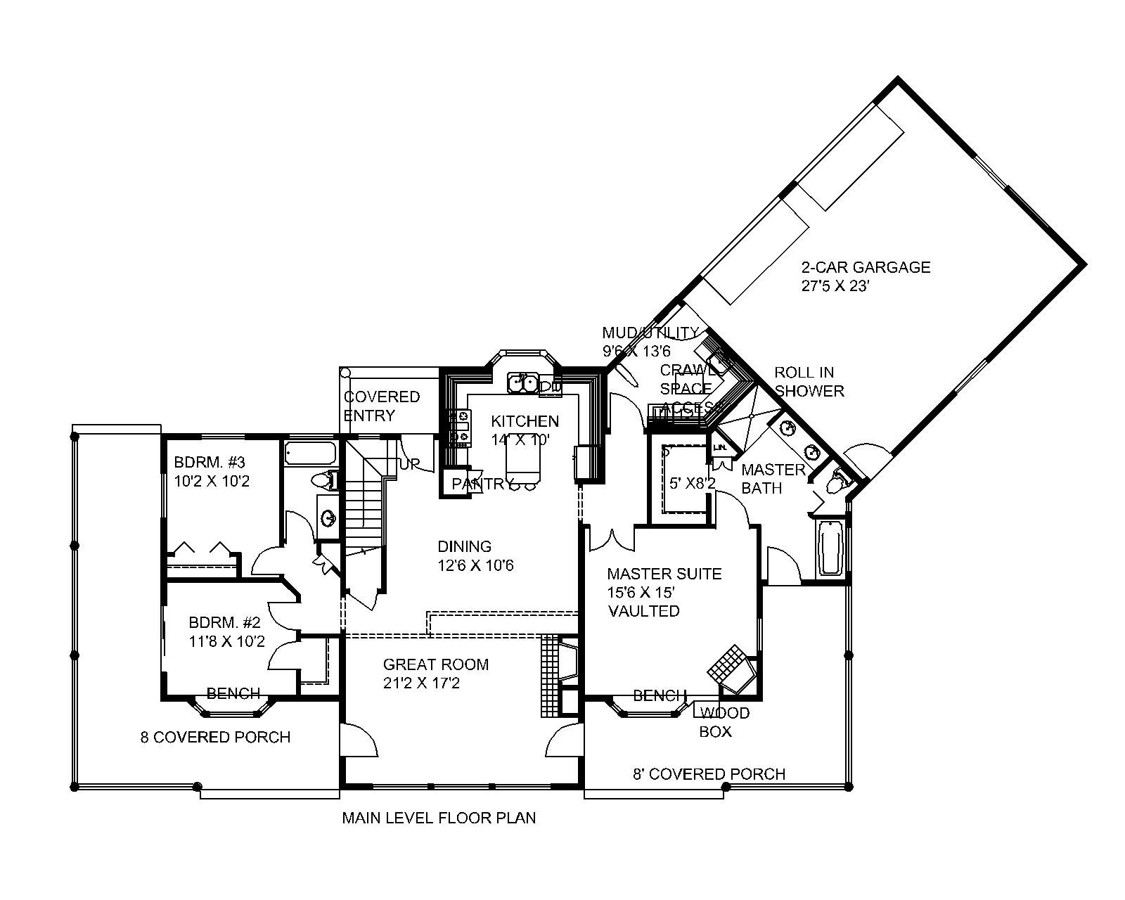 Floor Plan First Story of Craftsman Plan #132-1598