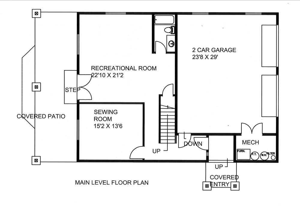 Floor Plan First Story of Craftsman Plan #132-1599
