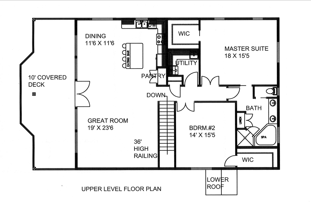 Floor Plan Second Story of Craftsman Plan #132-1599