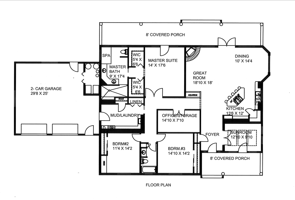 Floor Plan First Story of Craftsman Plan #132-1600