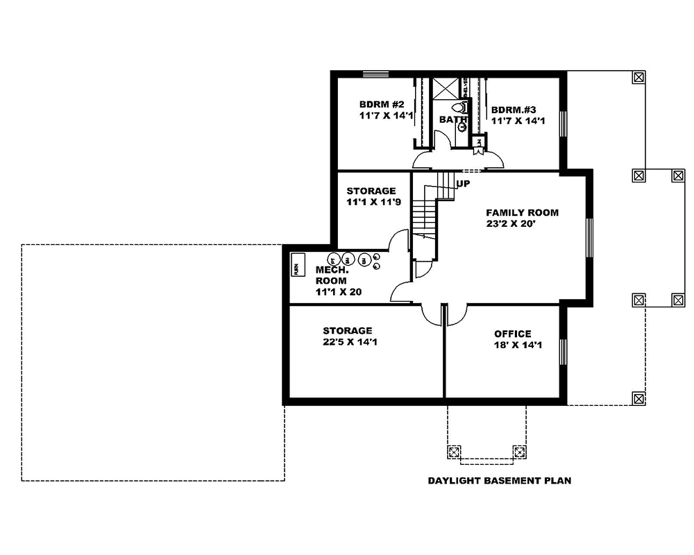 Floor Plan Basement of Craftsman Plan #132-1601