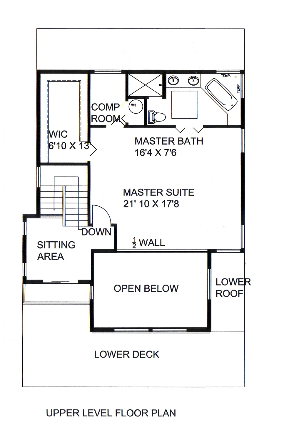 Floor Plan Second Story of Modern Plan #132-1602