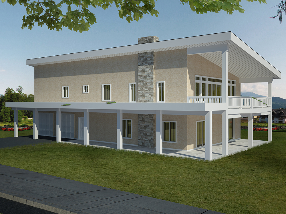 Front Elevation of this Contemporary House (#132-1603) at The Plan Collection.