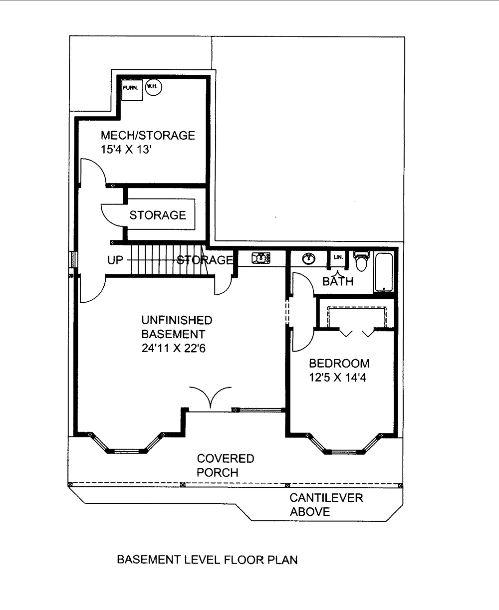 Floor Plan Basement of Southern Plan #132-1605