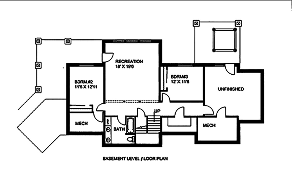Floor Plan Basement of Craftsman Plan #132-1606