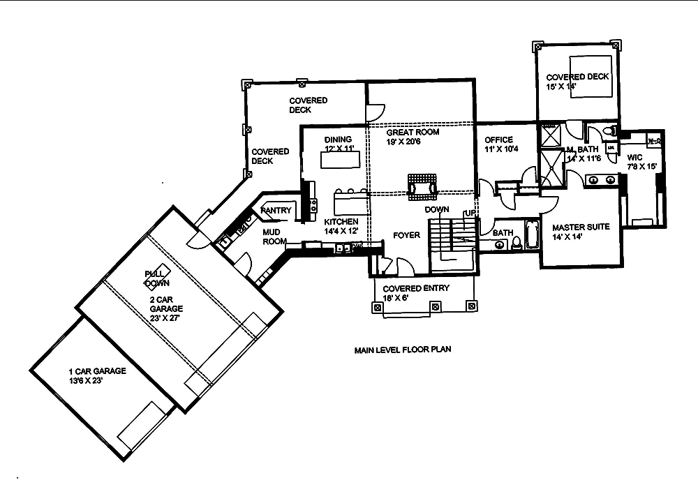Floor Plan First Story of Craftsman Plan #132-1606