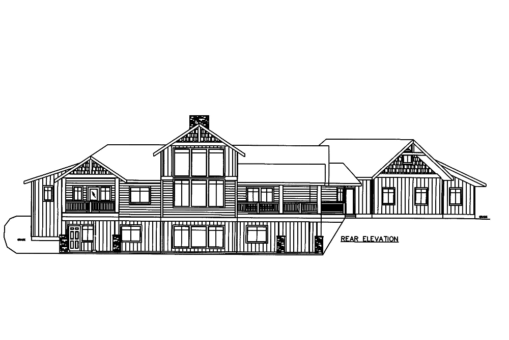 Home Plan Rear Elevation of this 3-Bedroom,4139 Sq Ft Plan -132-1606