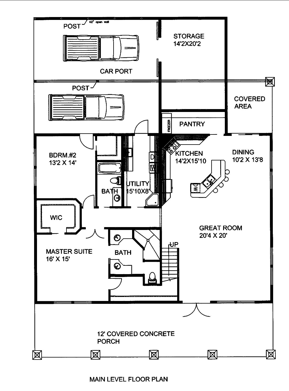 Floor Plan First Story of Southwest Plan #132-1611