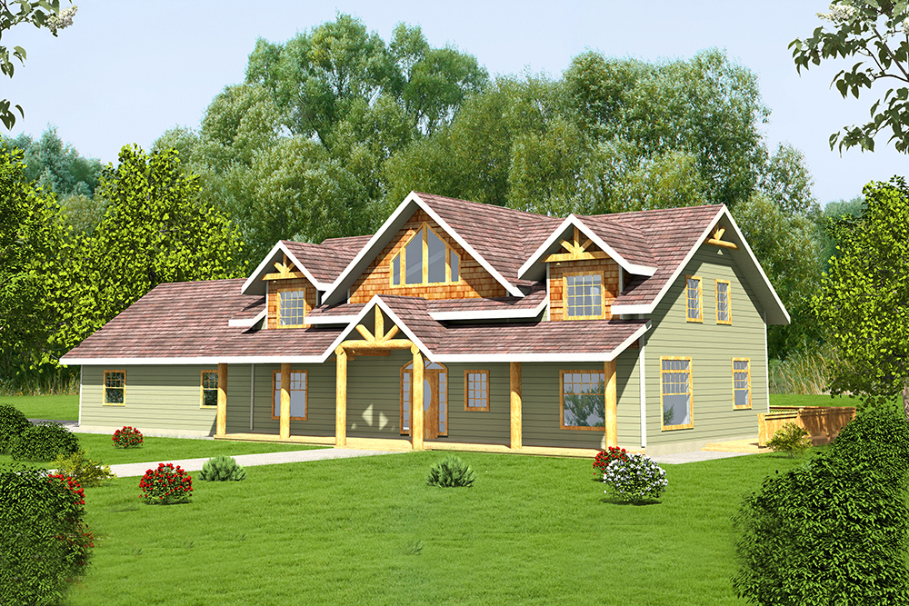 Front Elevation of this Craftsman House (#132-1612) at The Plan Collection.