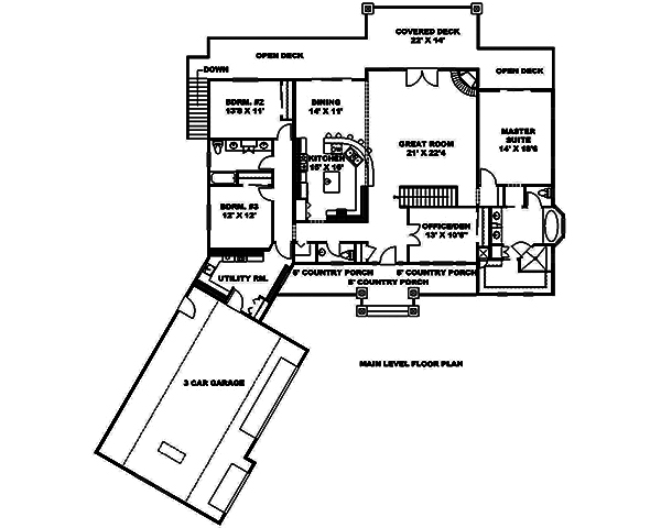Floor Plan First Story of Craftsman Plan #132-1613