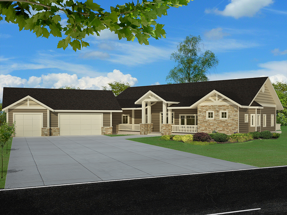 Front Elevation of this Craftsman House (#132-1613) at The Plan Collection.