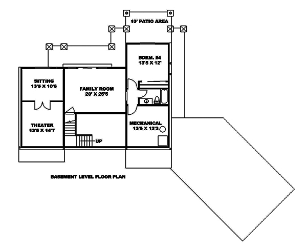 Floor Plan Basement of Modern Plan #132-1614