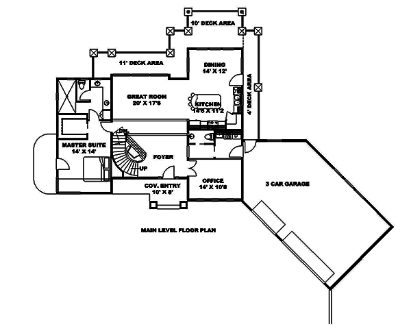 Floor Plan First Story of Modern Plan #132-1614